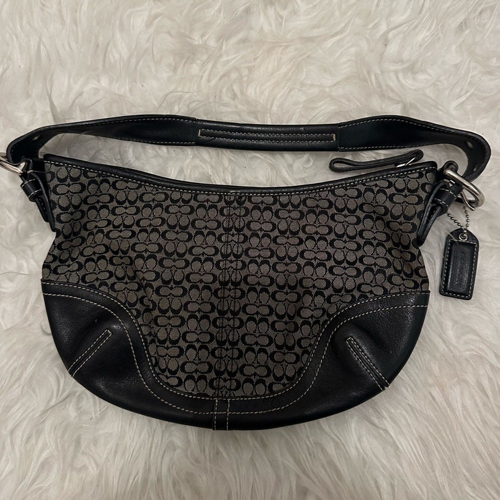 Coach Black and Gray Signature Shoulder Bag